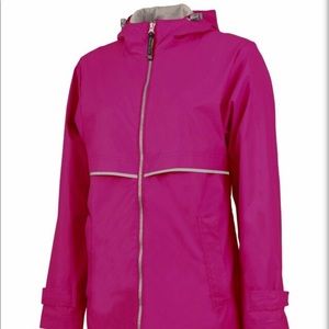 Charles River New Englander hot pink rain jacket